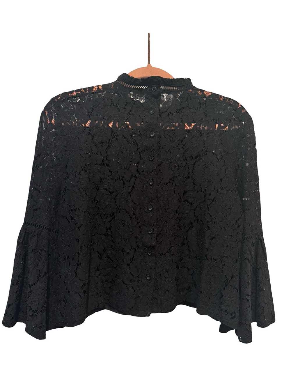 Jack by BB Dakota Black Lace Bell-Sleeve Blouse - Picture 2 of 10